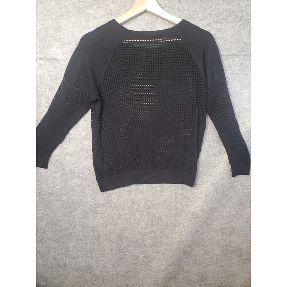 Express Women's Size Small Black Fish Net Raglan Sleeve Sweater - Picture 2 of 6